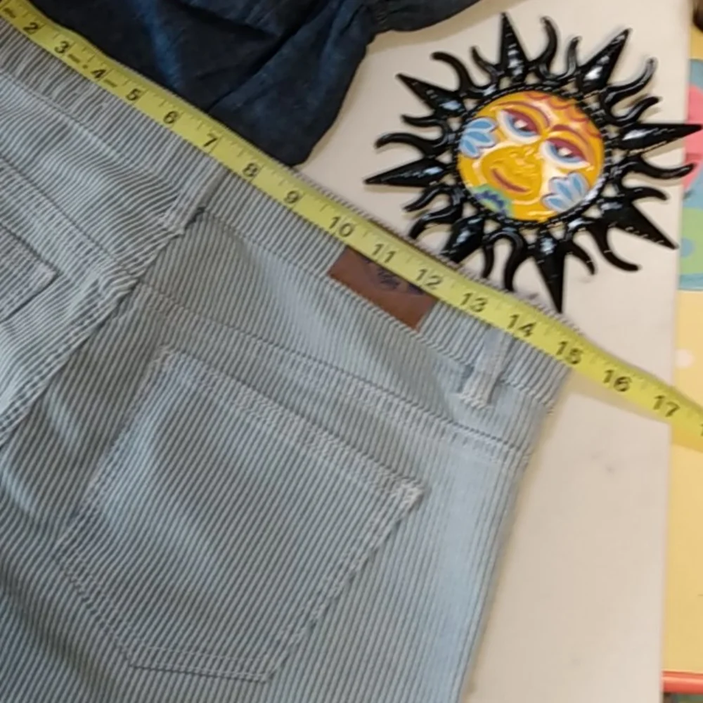 Wild Blue Railroad Conductor Striped Denim Booty Shorts